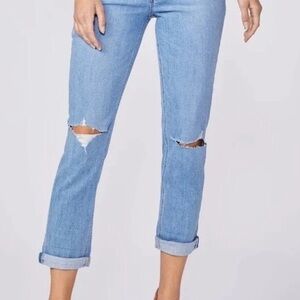 PAIGE Light Blue Distressed Boyfriend Jeans